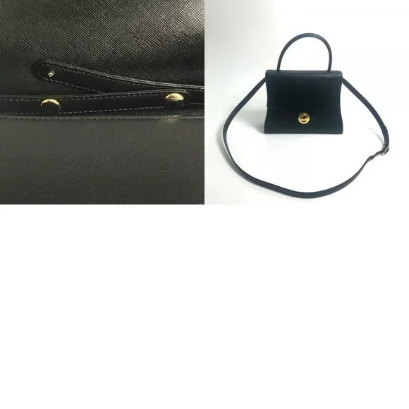 AUTHENTIC GIVENCHY Shoulder Bag vintage Hand Bag Leather Black/GoldHardware